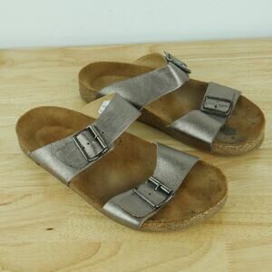 Haflinger 41 US 10 Sandals Andrea Comfort Shoes Leather Metallic Slides Boho